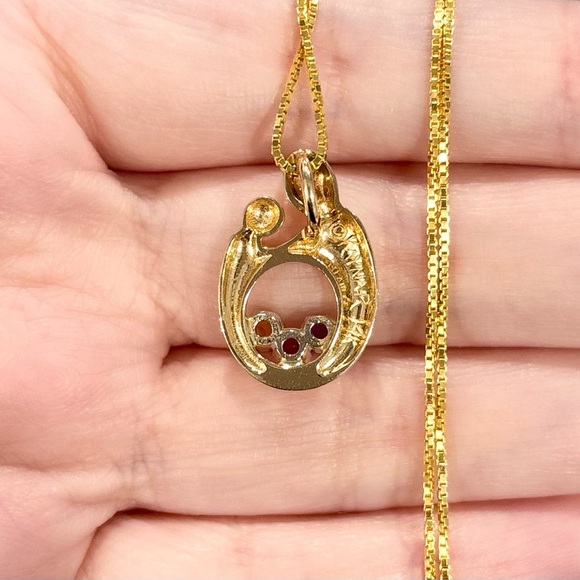 14K Kaynar three stone amethyst Ruby citrine vintage yellow gold open pendant - Picture 8 of 10